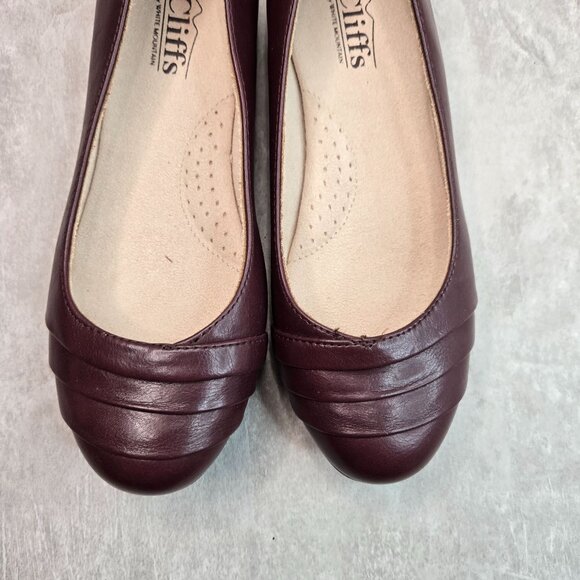 Cliffs Ballet Flats 7 Wide Fit Dark Brown Pleated Preppy Comfort Ballerina Shoes - Picture 11 of 11